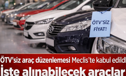 ÖTV'siz Araç Düzenlemesi Meclis'te Kabul Edildi