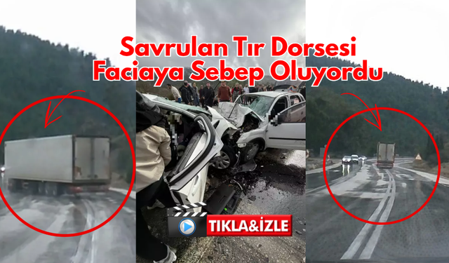 Dereboğazı Yolu Tehlike Saçıyor! Tırın Savrulma Anları Araç Kamerasına Yansıdı