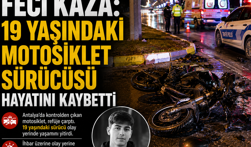 Antalya'da Feci Kaza: 19 Yaşındaki Motosiklet Sürücüsü Hayatını Kaybetti