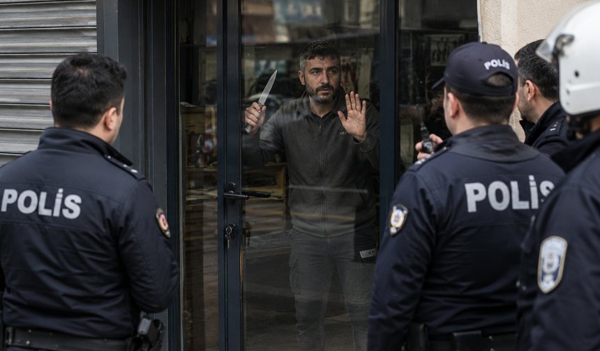Kendini İş Yerine Kilitledi, Eline Bıçak Alıp Direndi